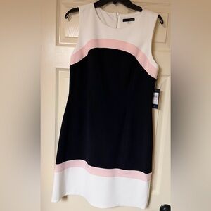Tommy Hilfiger Black and White Dress with Pink Trim
